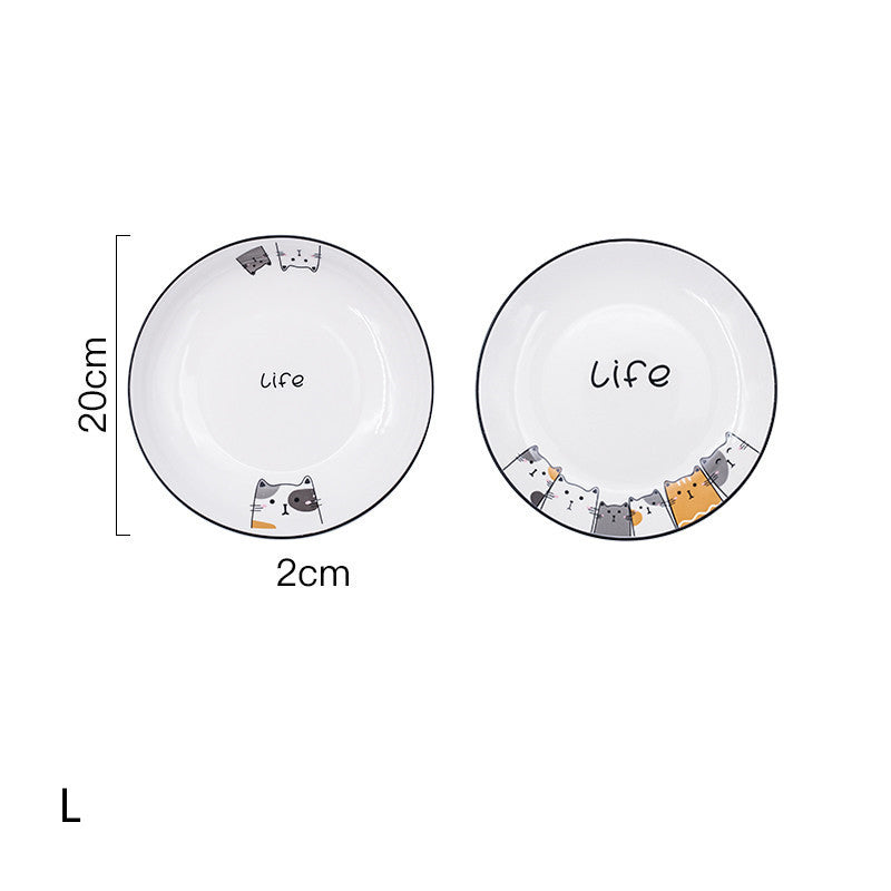 Cat Plate Vegetable Plate Deep Plate Household Ceramic
