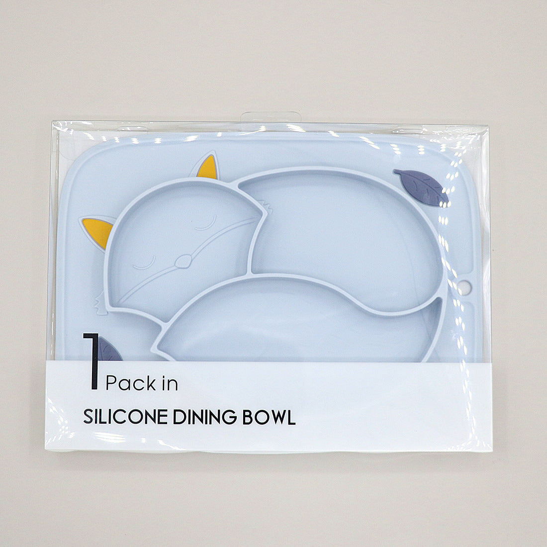 Color Matching Soft Cute Fox Strong Adsorption Platinum Silicone Dinner Plate Integrated Children'S Non-Slip Partitioned Dinner Plate