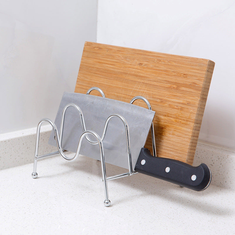 Kitchen-Free Perforated Sitting Pot Lid Rack Desktop Vertical Lid Storage Shelf Multi-Layer Pot Lid Rack
