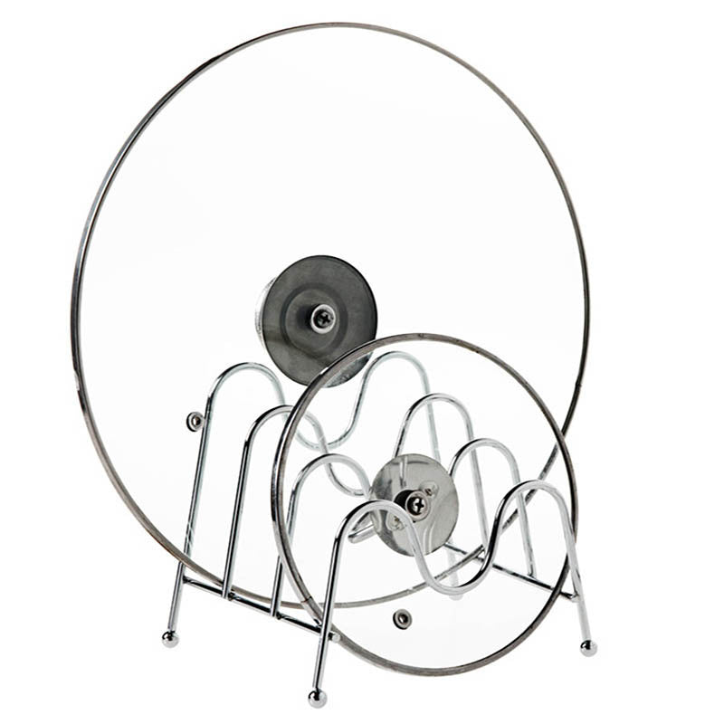 Kitchen-Free Perforated Sitting Pot Lid Rack Desktop Vertical Lid Storage Shelf Multi-Layer Pot Lid Rack