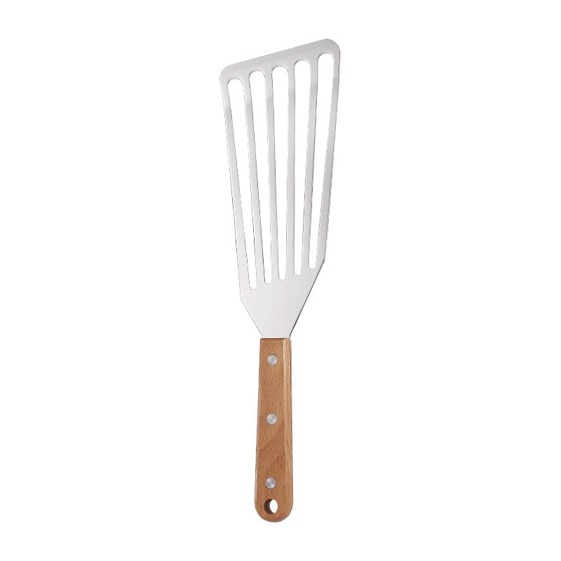 Non-stick Pan Dedicated Spatula Stainless Steel Butterfly With Wooden Handle