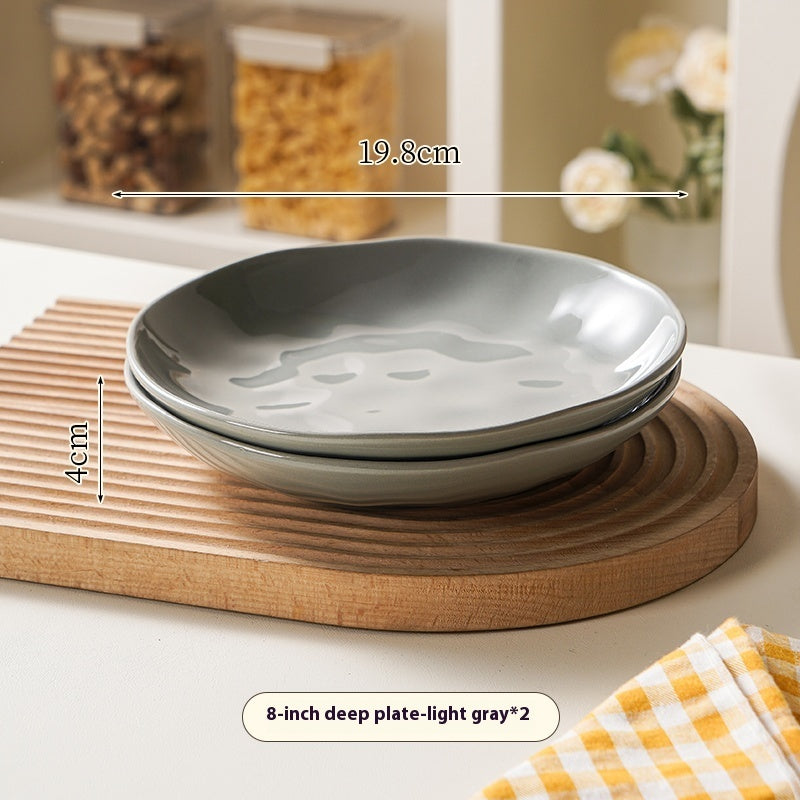 Cream Style Ceramic Deep Dish Serving Plate