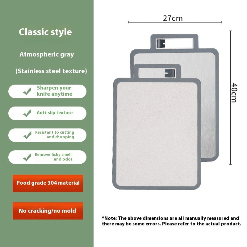 Cutting Board 304 Stainless Steel Chopping Board Kitchen Plastic Cutting Board Sharpening Double-sided Cutting Board