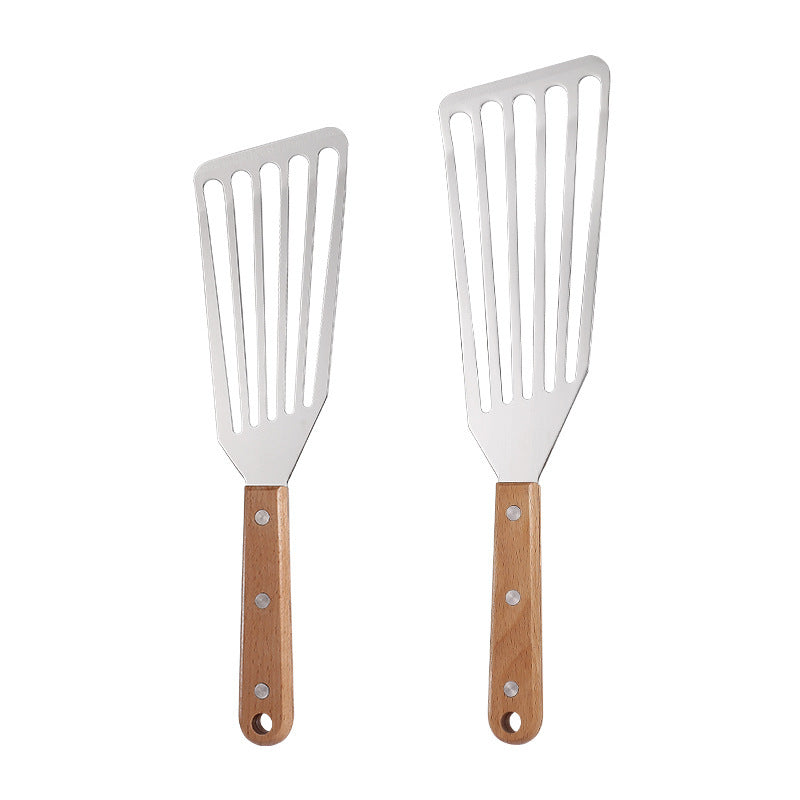 Non-stick Pan Dedicated Spatula Stainless Steel Butterfly With Wooden Handle