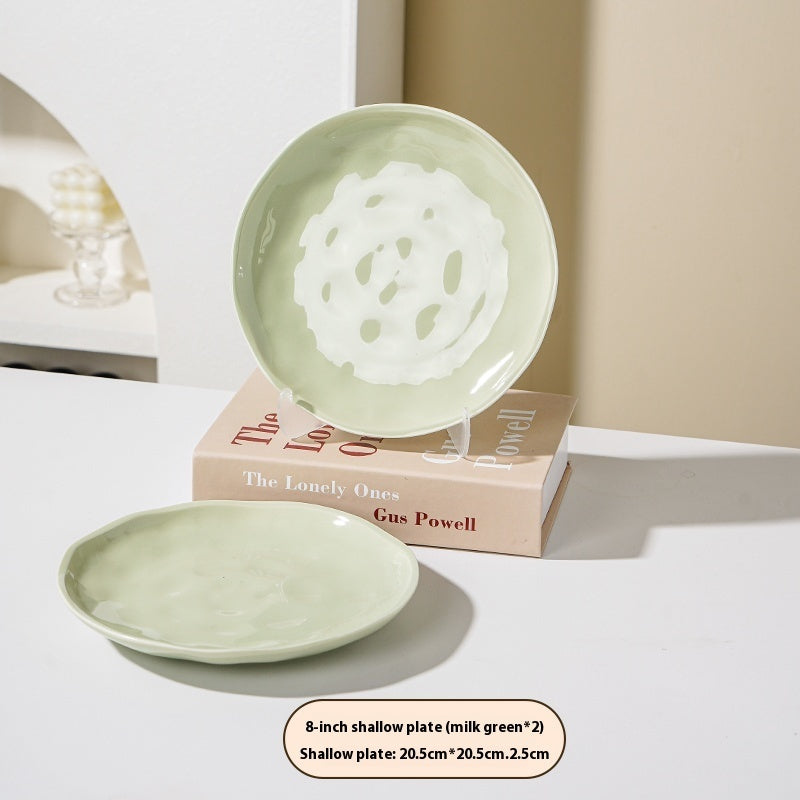 Cream Style Ceramic Deep Dish Serving Plate