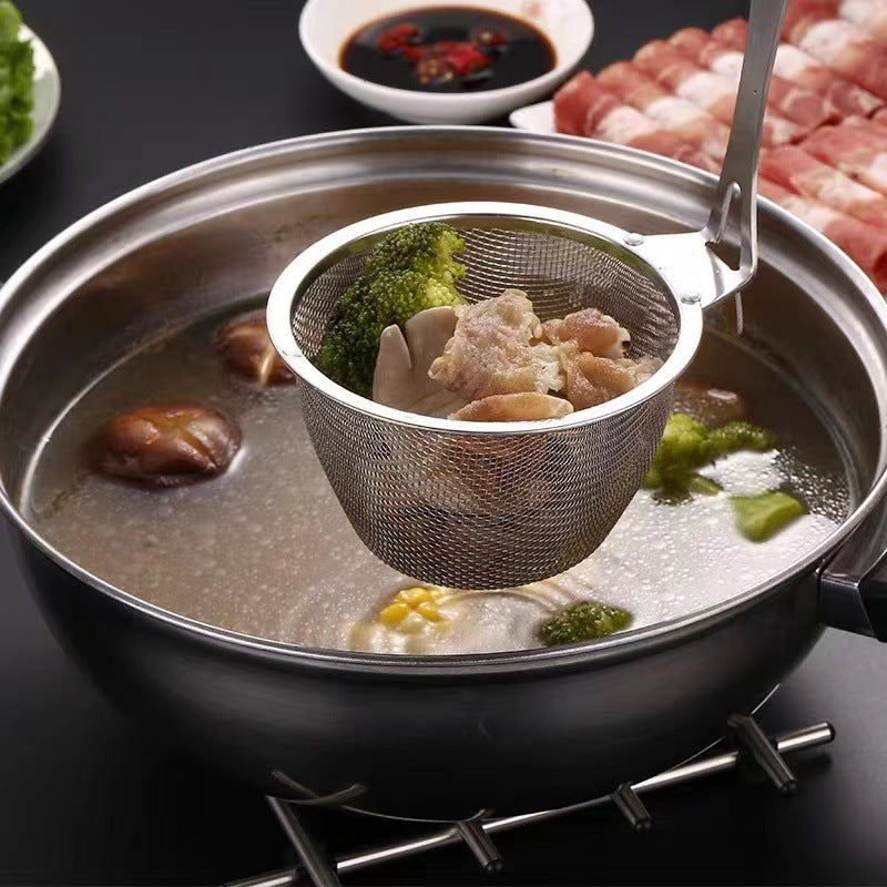 304 Stainless Steel Wooden Handle Colander Spicy Hot Pot Strainer M Fishing Line