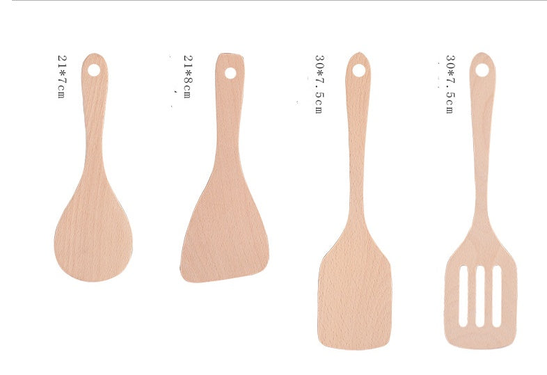 Unpainted wooden shovel wooden spoon non-stick special shredder long handle spoon