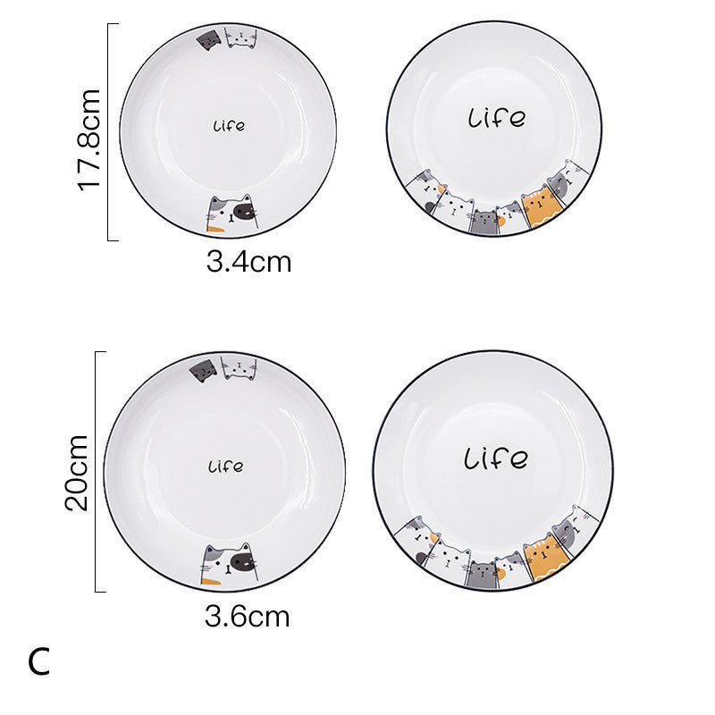 Cat Plate Vegetable Plate Deep Plate Household Ceramic