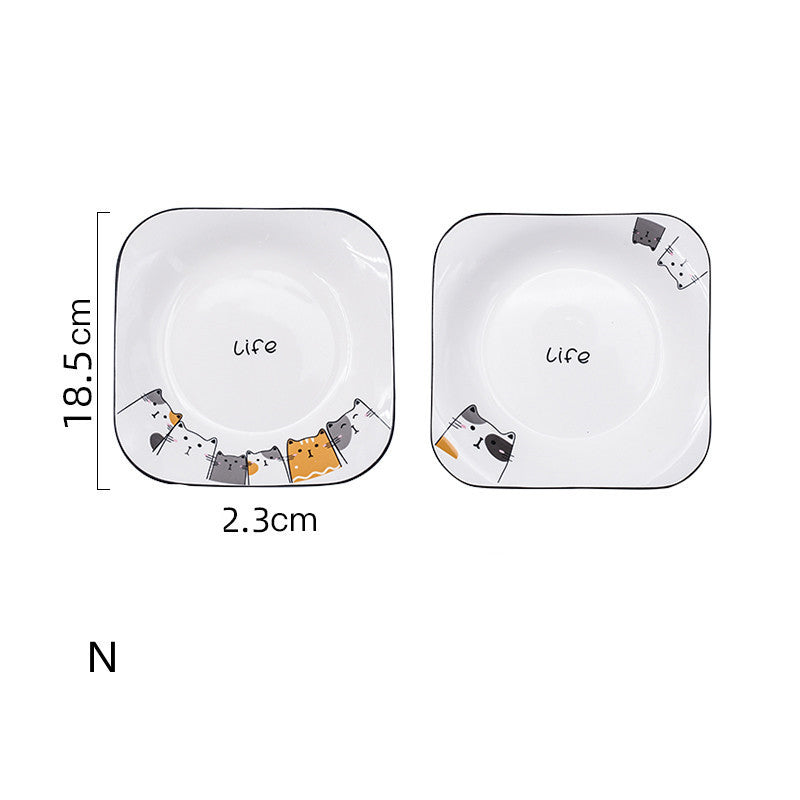 Cat Plate Vegetable Plate Deep Plate Household Ceramic