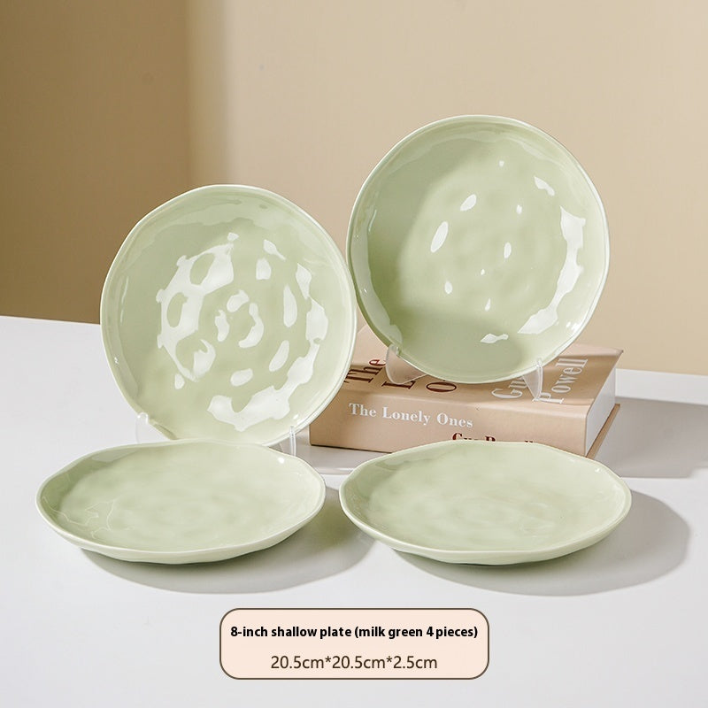 Cream Style Ceramic Deep Dish Serving Plate