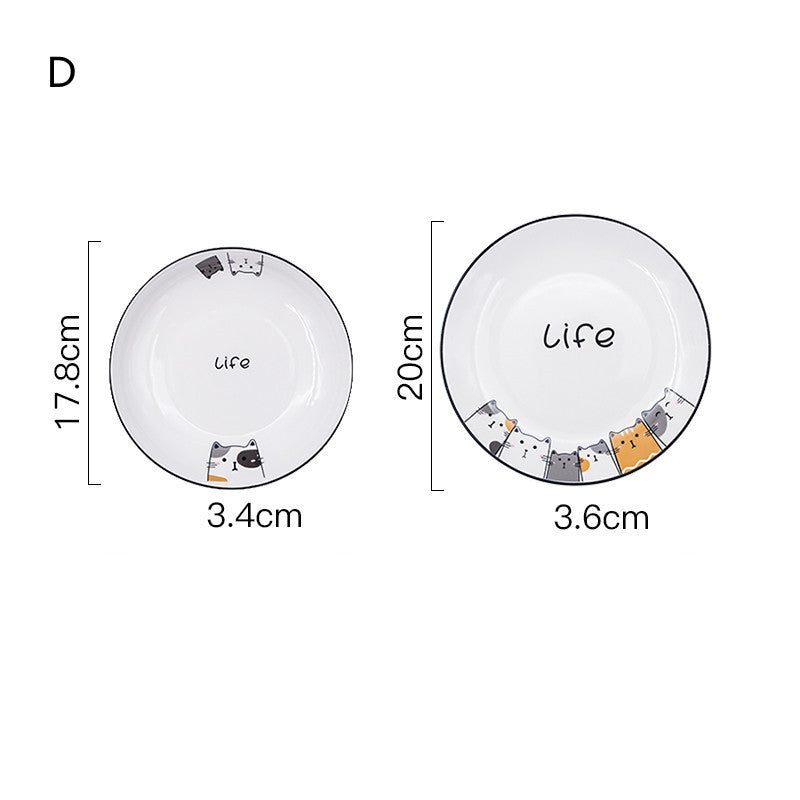 Cat Plate Vegetable Plate Deep Plate Household Ceramic