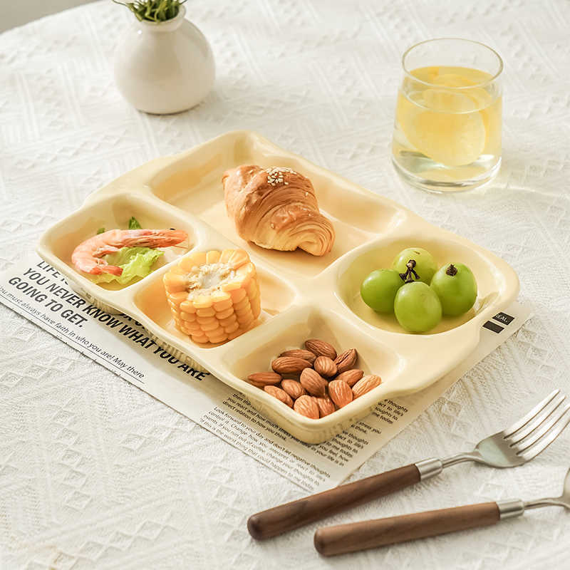 Ceramic Food Plate Compartment Plate