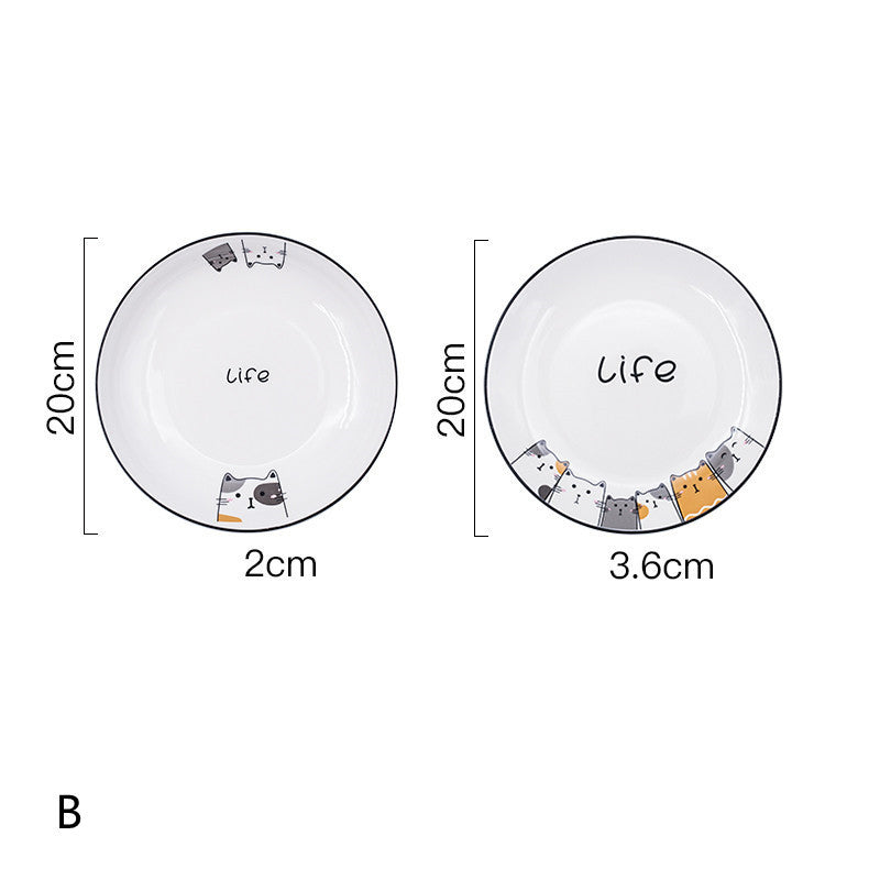 Cat Plate Vegetable Plate Deep Plate Household Ceramic
