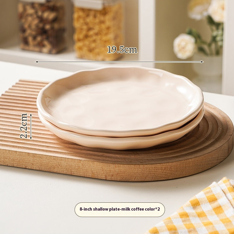 Cream Style Ceramic Deep Dish Serving Plate