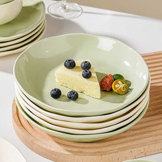 Cream Style Ceramic Deep Dish Serving Plate