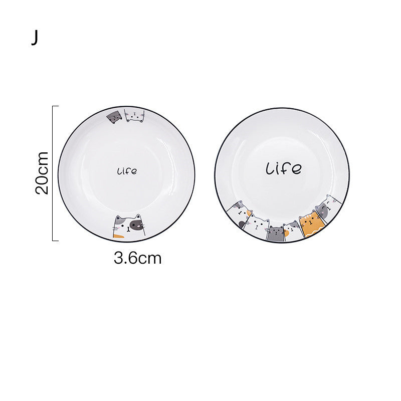 Cat Plate Vegetable Plate Deep Plate Household Ceramic