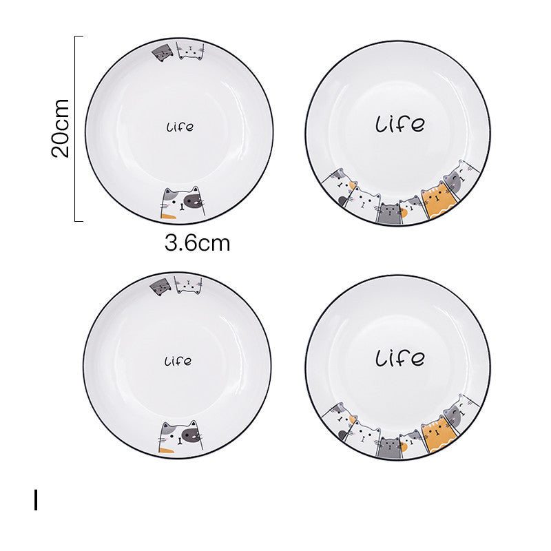 Cat Plate Vegetable Plate Deep Plate Household Ceramic