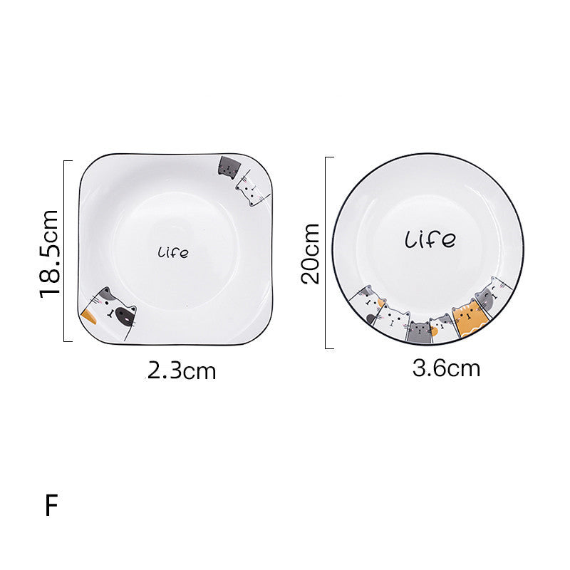 Cat Plate Vegetable Plate Deep Plate Household Ceramic