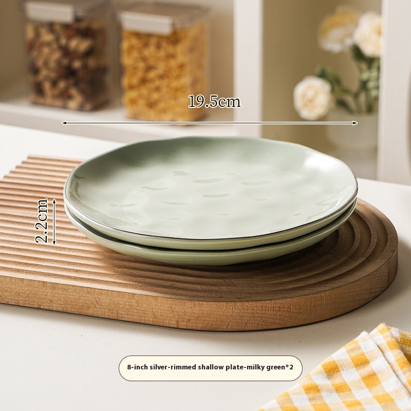 Cream Style Ceramic Deep Dish Serving Plate