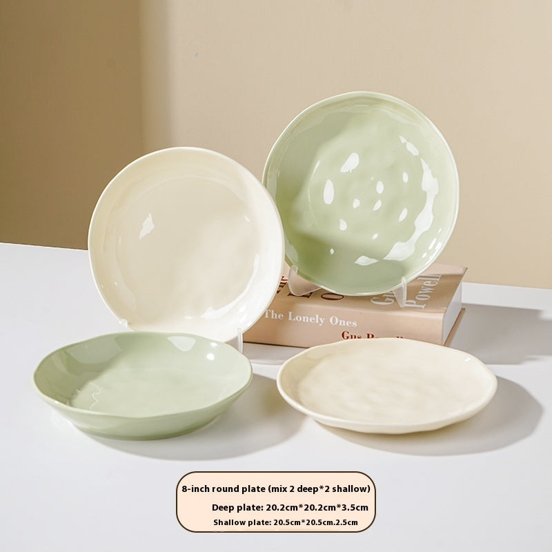Cream Style Ceramic Deep Dish Serving Plate