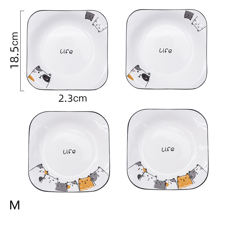 Cat Plate Vegetable Plate Deep Plate Household Ceramic