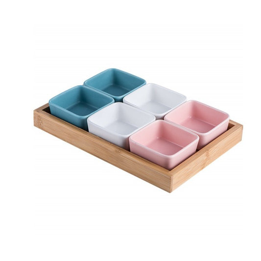 Creative Square KTV Snack Plate Grid Plate Household Ceramic Platter Snack Nut Plate Sauce Plate Fruit Plate Plate Plate