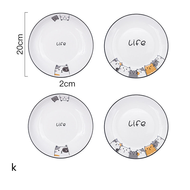Cat Plate Vegetable Plate Deep Plate Household Ceramic