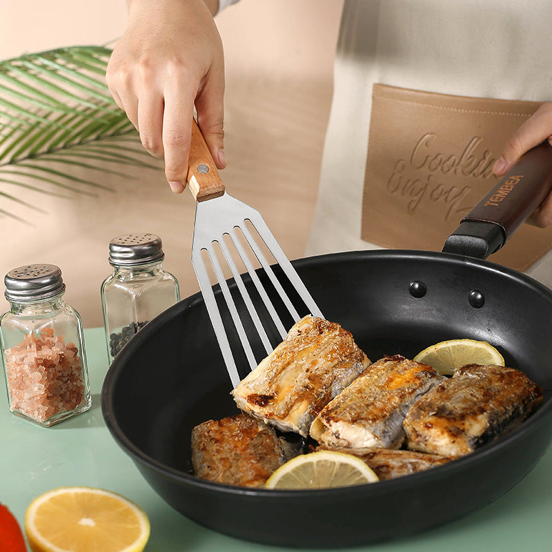 Non-stick Pan Dedicated Spatula Stainless Steel Butterfly With Wooden Handle
