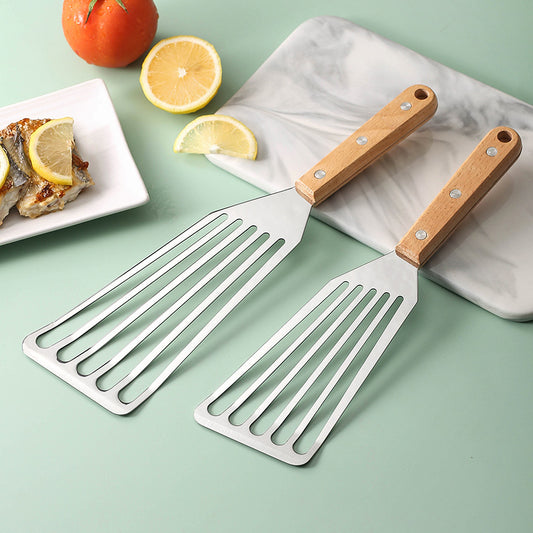 Non-stick Pan Dedicated Spatula Stainless Steel Butterfly With Wooden Handle