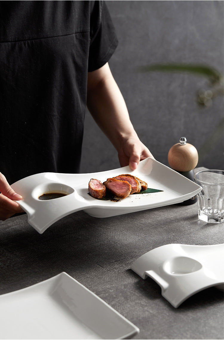 Roast Duck Plate Shrimp Plate Household Ceramic Dumpling Plate