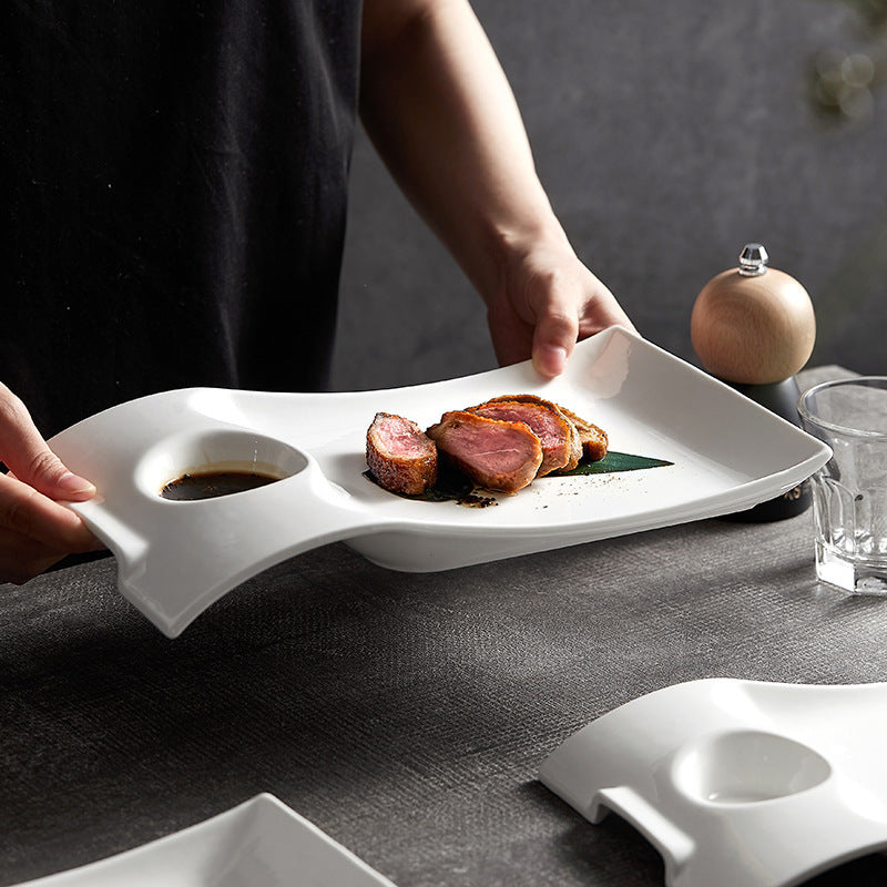 Roast Duck Plate Shrimp Plate Household Ceramic Dumpling Plate